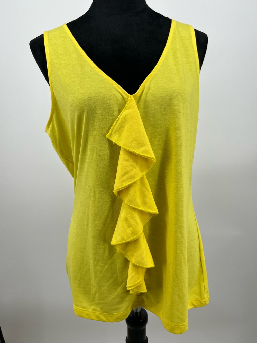Chaps Yellow Ruffle V-Neck Tank sz XL